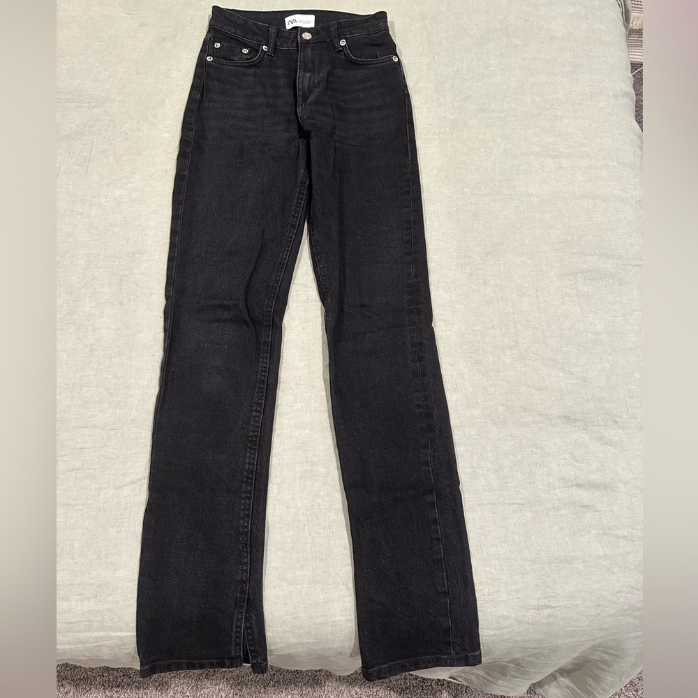 Zara high rise split hem jeans